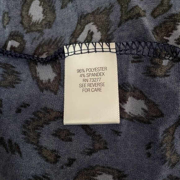 Croft & Barrow Boho Tunic Top Keyhole Neck 3/4 Sleeve Blue Leopard Print Large - Picture 10 of 10